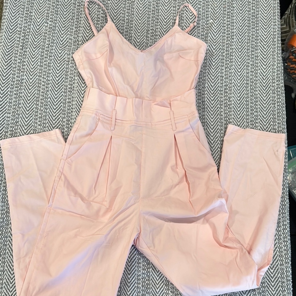 Chic Pink Wide-Leg Jumpsuit with Spaghetti Straps
